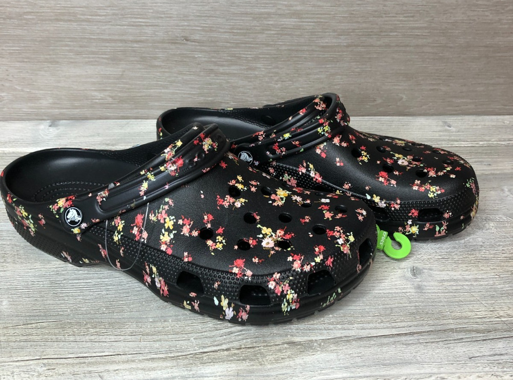 Crocs Classic Black Ditsy Floral Comfort Clog NWT Men’s Size 12